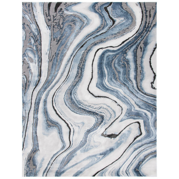 Orren Ellis Mies Abstract Polypropylene Area Rug in Gray/Blue & Reviews